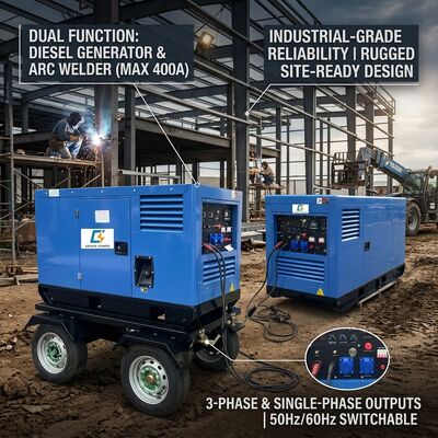 Κινητοί τροχοί του πλαισίου 450A DC μηχανή συγκόλλησης Mig 500Amps γεννήτης ζυθοποιού ντίζελ με τροφοδότημα σύρματος